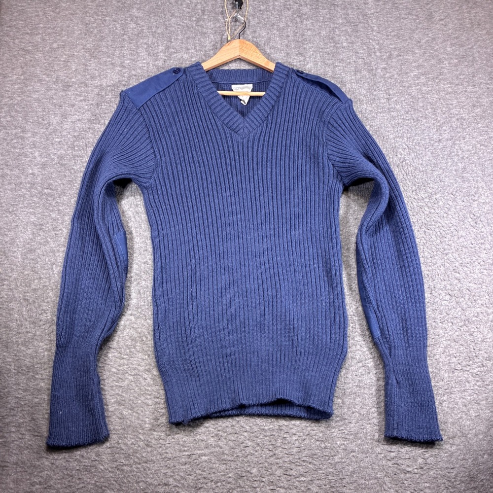 Brigade Quartermasters The Woolly Pully Sweater Mens 46 Blue V-Neck Vintage